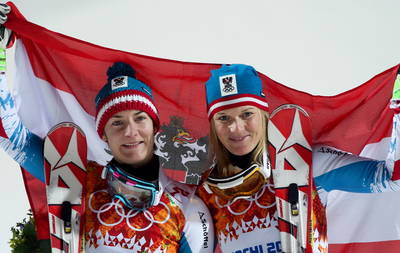 Kathrin und Marlies nach Slalom in Sochi